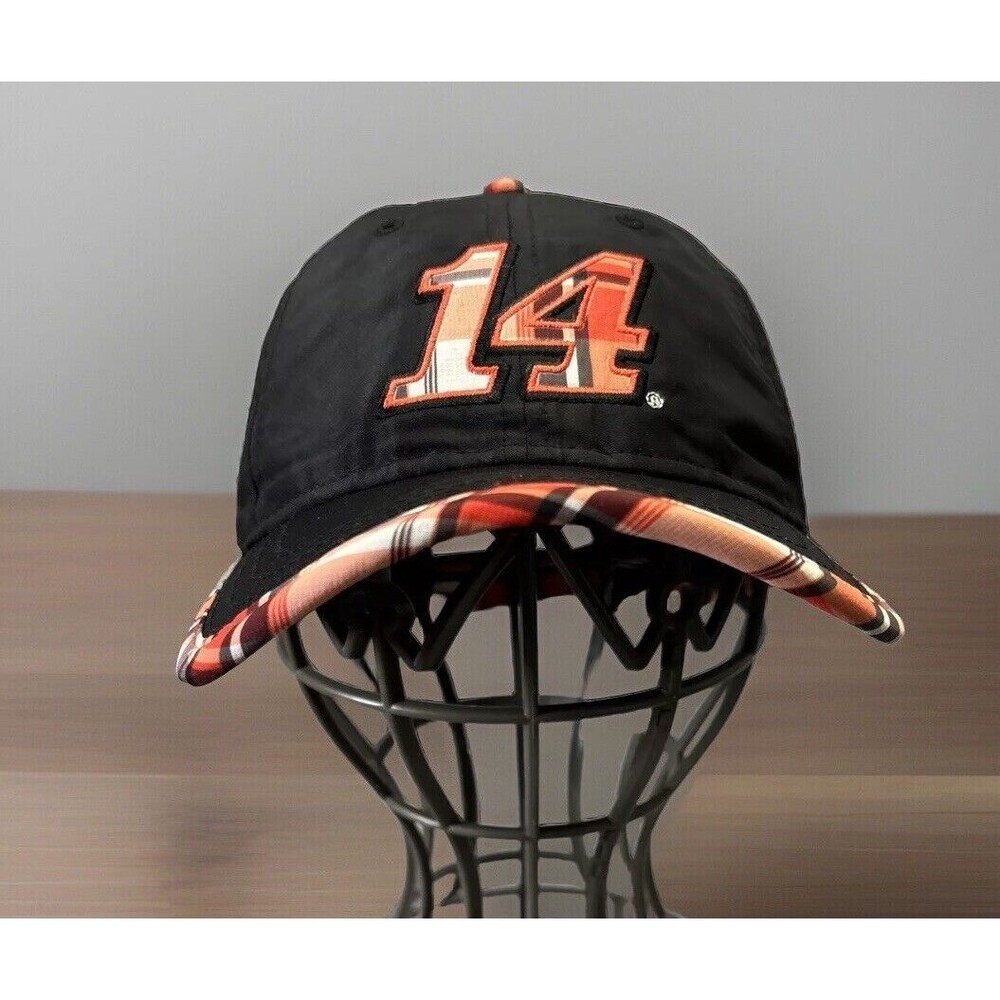 Nascar Stewart Cap Hat‎ 14 Plaid Lightweight Performance Orange Black Strap Back